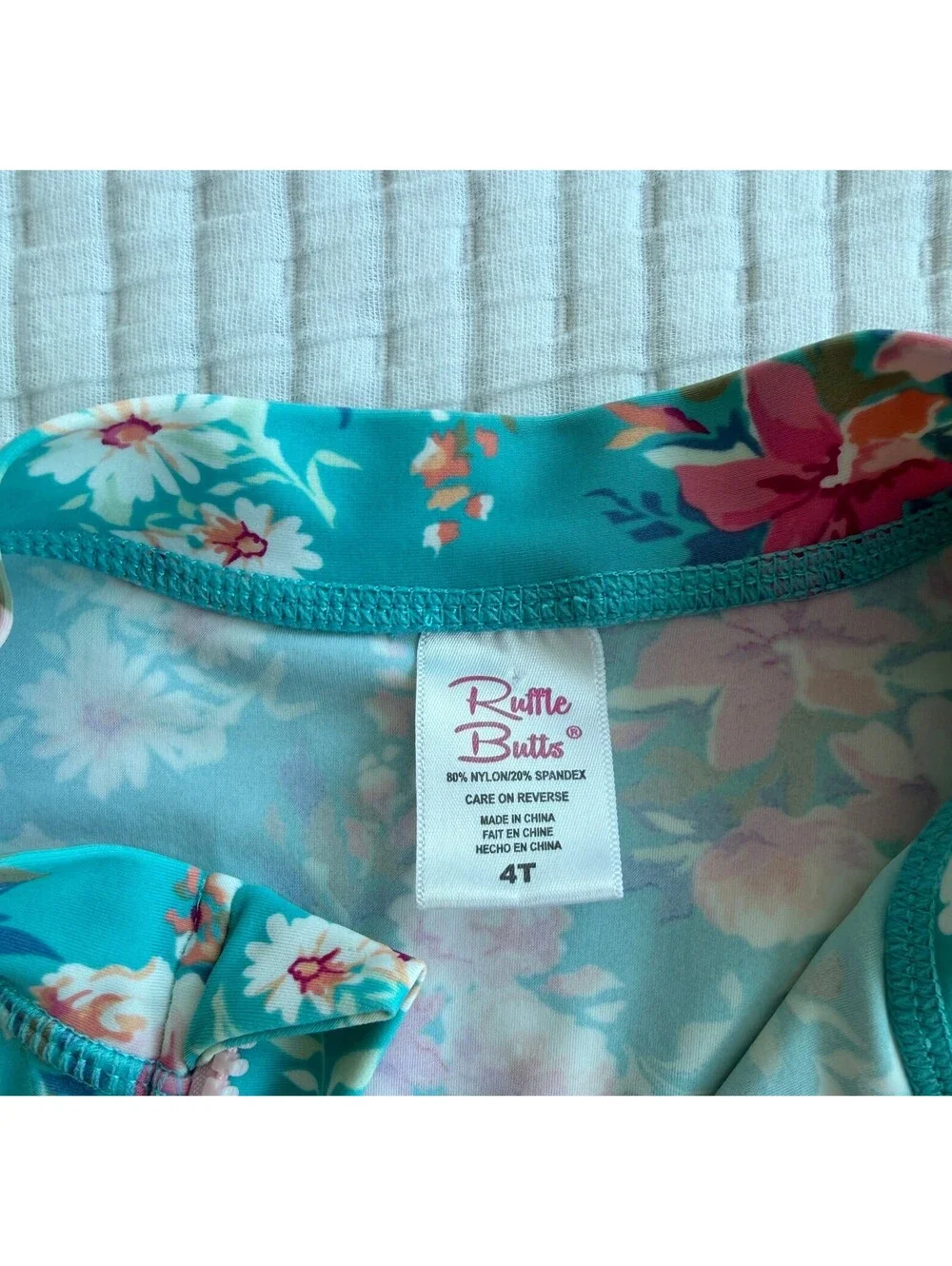 RuffleButts Fancy Me Floral Long Sleeve Rash Guard Girls Size 4T